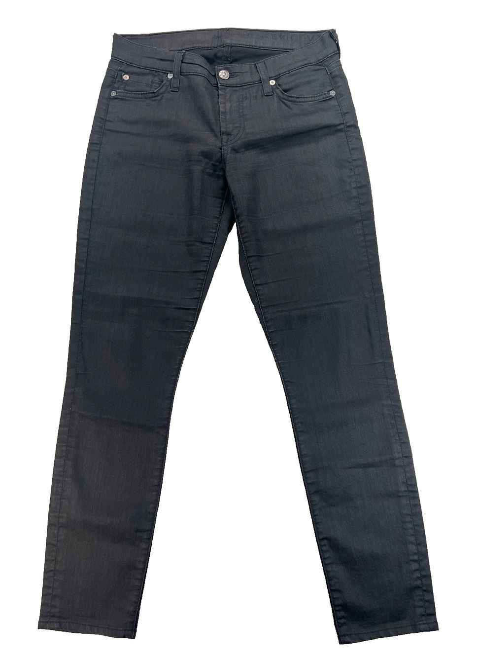 7 For All Mankind "The Skinny" Black Mid-Rise Skinny Jeans (Women's 27)